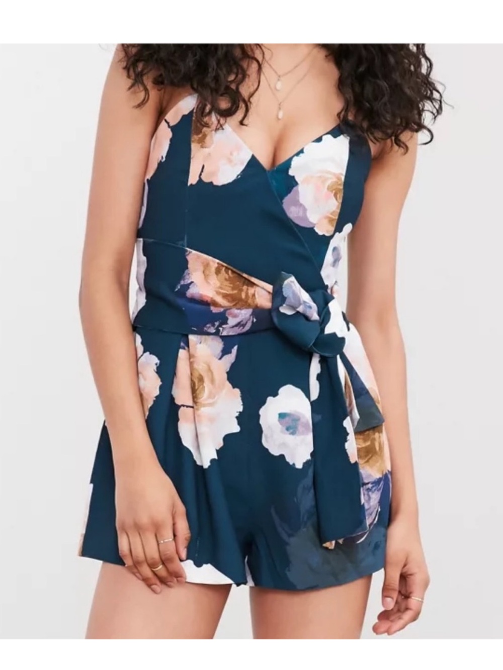 KEEPSAKE the Label Navy Floral Tie-Waist Romper, size S